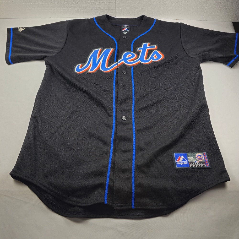 Majestic New York Mets #33 Black Jersey Adult Men's Medium 23x31 in Name Removed